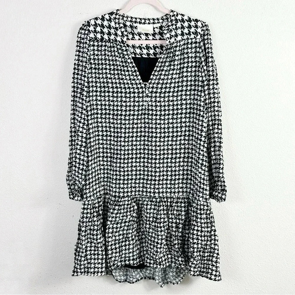 Maeve by Anthropologie Sterling Houndstooth Tunic Dress Black White size Small - Picture 5 of 16